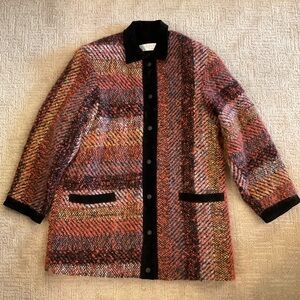 🔸♦️Vintage 70s/80s Jinx Senior Mohair Wool Blend Tweed Coat Suede Trim M/L EUC
